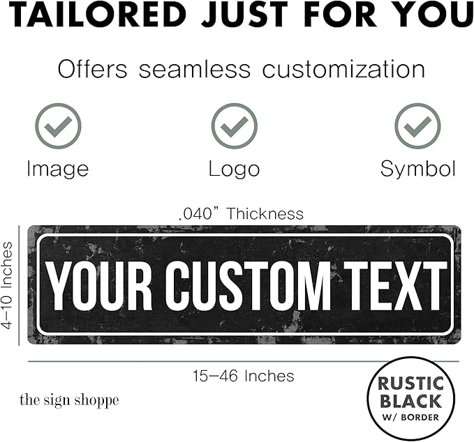 Rustic Custom Metal Sign - Custom Sign for Indoor or Outdoor Use (Rustic Black Border)-Ruum Studio Home