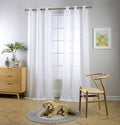 MIUCO White Sheer Curtains Poly Linen Textured Solid Grommet Curtains 63 Inches Long for Bedroom 2 Panels (2 x 37 Wide x 63" Long) White-Ruum Studio Home