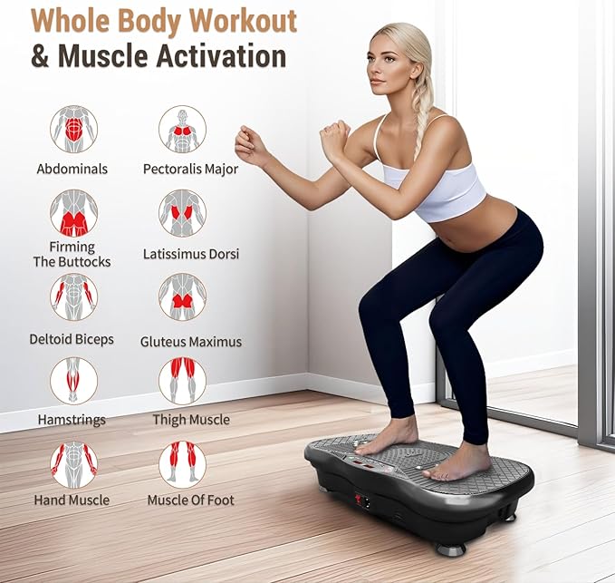 Vibration Plate Exercise Machine,Vibration Plate for Lymphatic Drainage,Whole Body Vibration Platform Portable Home for Weight Loss Muscle Toning & Fitness.-Ruum Studio Home
