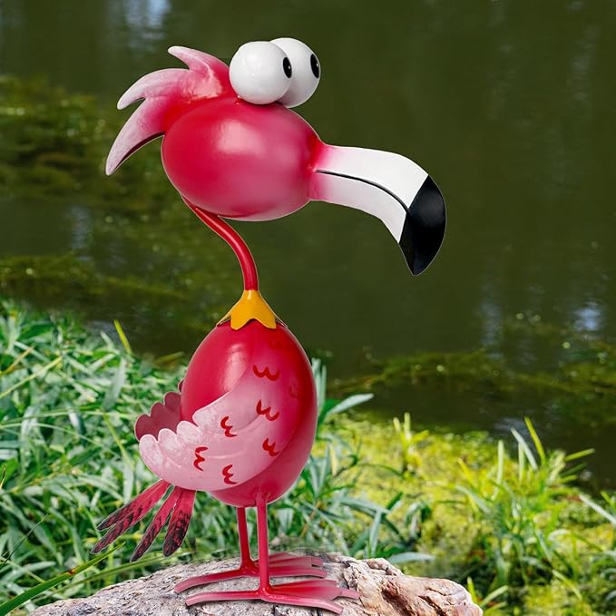 Kircust Flamingo Decor Yard Decorations Outdoor Garden Statue Outside Metal Bird Courtyard Art Pink Flamingos for Patio Backyard Porch Decoration-Ruum Studio Home