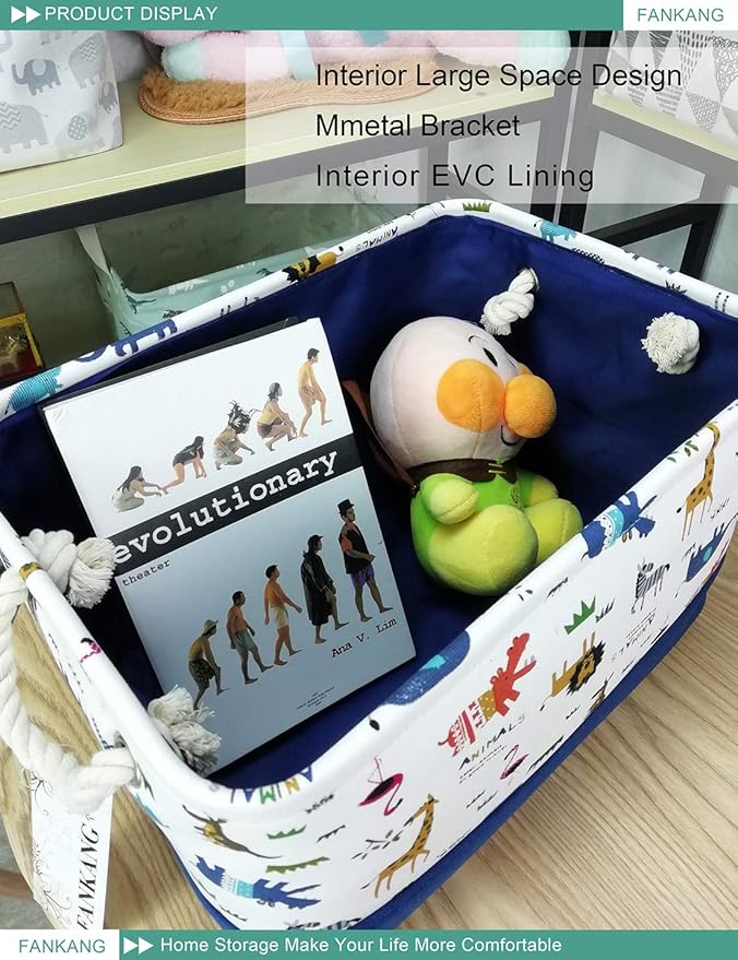 FANKANG Rectangular Laundry Basket Nursery Storage Fabric Storage Bin Storage Hamper,Gift Baskets (Animals)-Ruum Studio Home