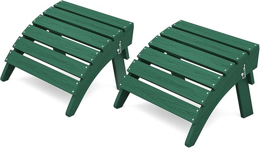 KINGYES Folding Adirondack Ottomans Set of 2 for Adirondack Chair, Green-Ruum Studio Home