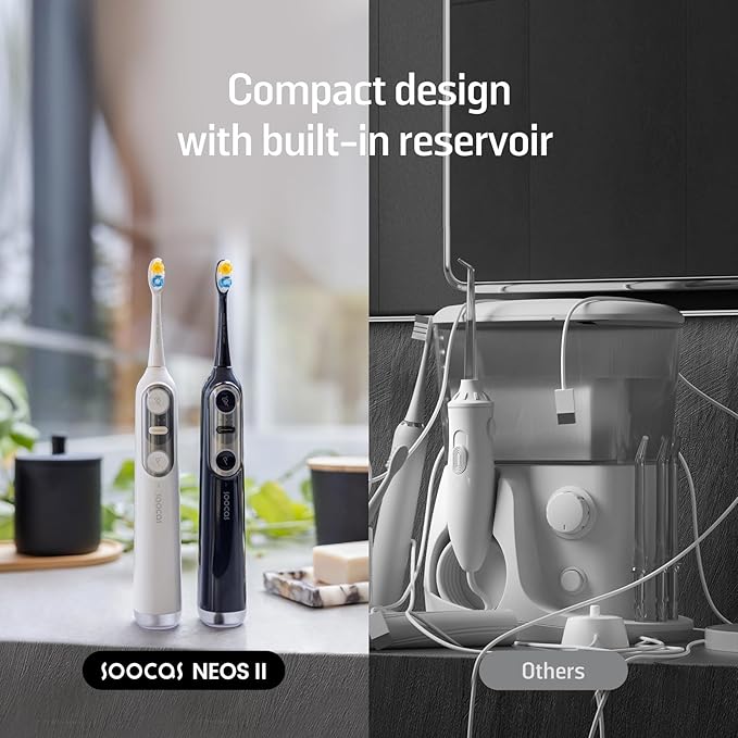 Soocas NEOS II Refresh Set - Electric Toothbrush with Water Flosser, Sonic Electric Toothbrush for Adults, Portable for Travel, Deep Clean for Implants & Braces, Healthier Gums, Pearl White-Ruum Studio Home