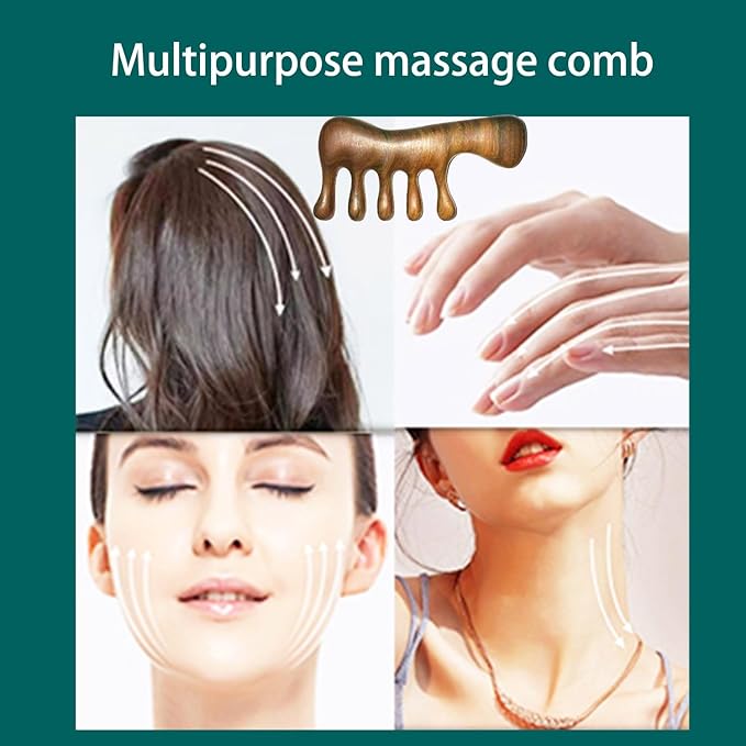 Wood Gua Sha Massage Tools Set,Scraping Scalp Massage Comb,Natural Wooden Gua Sha Tool,Scraping Tool. (Handle Wooden Comb)-Ruum Studio Home
