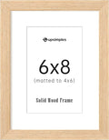 upsimples 6x8 Picture Frame, Natural Solid Wooden Picture Frames, Display 4x6 with Mat or 6 x 8 Without Mat, Wall or Tabletop, 1 Pack, Natural-Ruum Studio Home