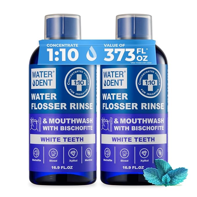 Concentrated Water flosser Rinse & mouthwash Teeth WHITENING | Add to Water Flossers| Fruit Flavor | 2 Pack = 33.8 fl.oz | Peroxide Free. Made in USA-Ruum Studio Home