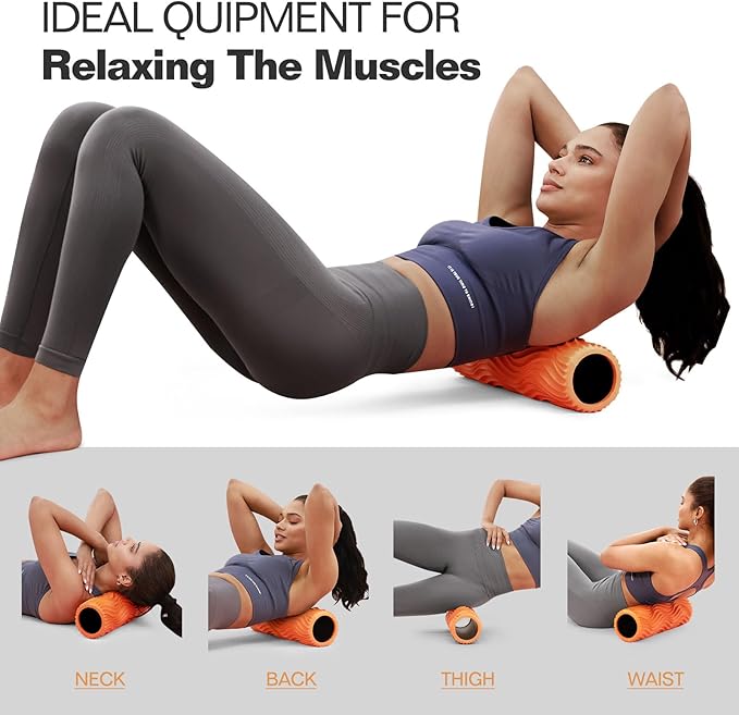 Foam Roller, Trigger Point Foam Roller Massage Roller for Physical Therapy & Back Pain, Deep Tissue Massage Roller for Exercise, Pilates, Yoga (Orange)-Ruum Studio Home