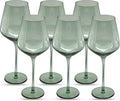 Saludi Original Light Blue Sea Wine Glasses, 16.5oz (Set of 6) Stemmed Single Color Teal Green Sea Foam Glass - Great for All Wine Types and Occasions or Gifts - Luxury, Durable, Hand-Blown-Ruum Studio Home