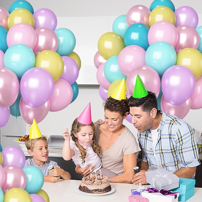 Pastel Balloons 60 Pcs Metallic Pink Purple Teal Blue Yellow Multicolor Latex Balloon Macaron Rainbow Pastel Color Party Balloons for Girls Birthday Baby Shower Bridal Wedding Party Decorations-Ruum Studio Home