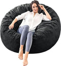 Bean Bag Chairs for Adults - Memory Foam Furniture BeanBag Chair - Kids/Teens Sofa with Soft Micro Fiber Cover - Round Fluffy Couch for Living Room Bedroom College Dorm - 4 ft, Carbon Black-Ruum Studio Home