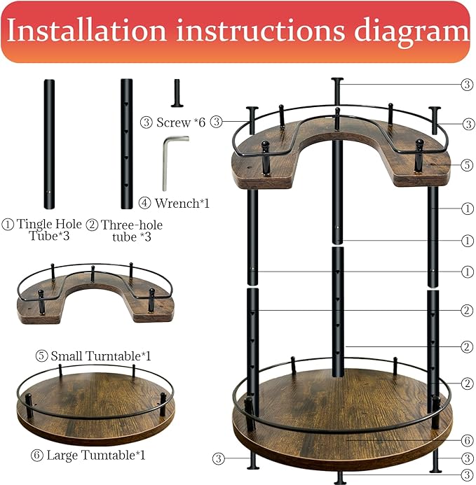 2 Tier Lazy Susan Organizer,2-Tier Spinning Spice Rack with Stable Carousel Base & 4 Height Settings for Cupboard Kitchen Countertop Dining Table Cupboard (Round)-Ruum Studio Home