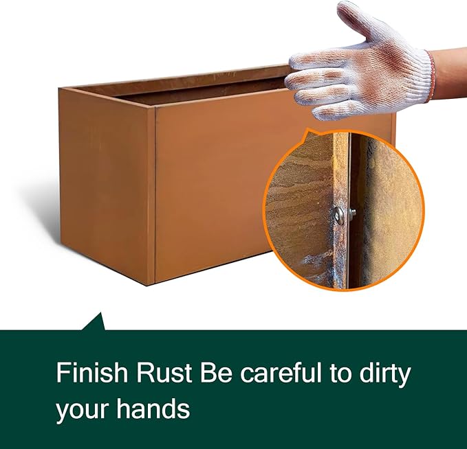 Corten Steel Planter Box Metal Outdoor Large Rectangular Rustic Durable Antique Detached for Commercial Residential Patio Deck and Backyard 36" x 12" x 16"-Ruum Studio Home