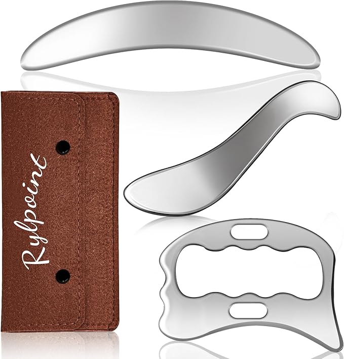 3 in 1 Guasha Massage Tool, Grade Stainless Steel Scraping Tool for Soft Tissue Upgrade Physical Therapy Stuff,Used for Back, Legs, Arms,Neck,Shoulder, Gua sha Tool… (Square+S-Shape+D-Shape)-Ruum Studio Home