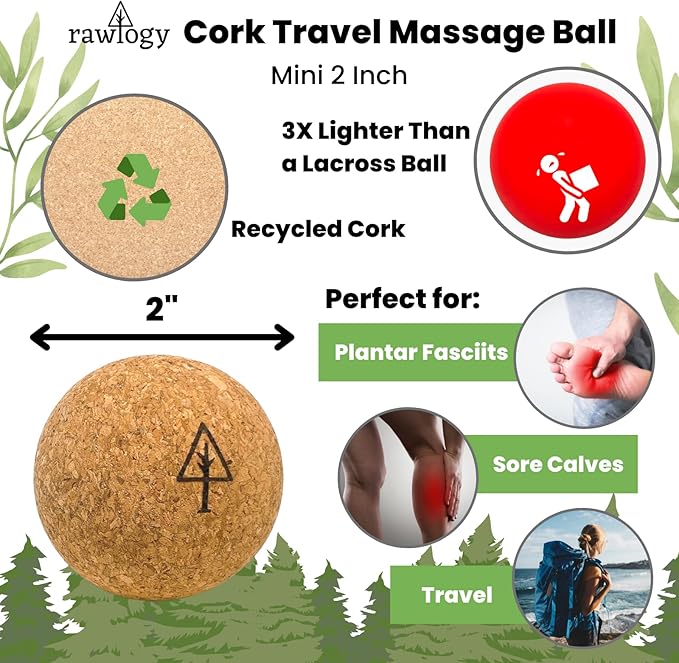 Travel Cork Massage Ball | Lightweight, Sustainable Alternative to Lacrosse Ball for Muscle Pain Relief (1.9 Inch (Pack of 1), Sanded Cork)-Ruum Studio Home