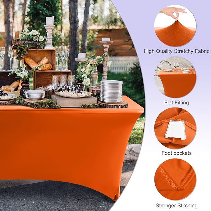 ABCCANOPY 6 FT Spandex Table Cover Stretch Fitted Wrinkle Resistant Tablecloth Reuse for Rectangular Folding Table Patry Event Wedding Banquet Protector-Ruum Studio Home
