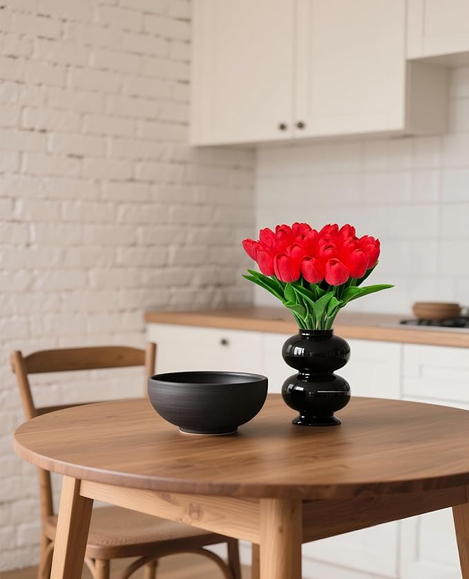 Artificial Tulips Flowers 15Pcs Faux PU Tulip Real Touch Tulip Fake Flowers Bouquets Arrangements for Mother's Day Easter Spring Flowers Gifts Home Table Décor-Ruum Studio Home