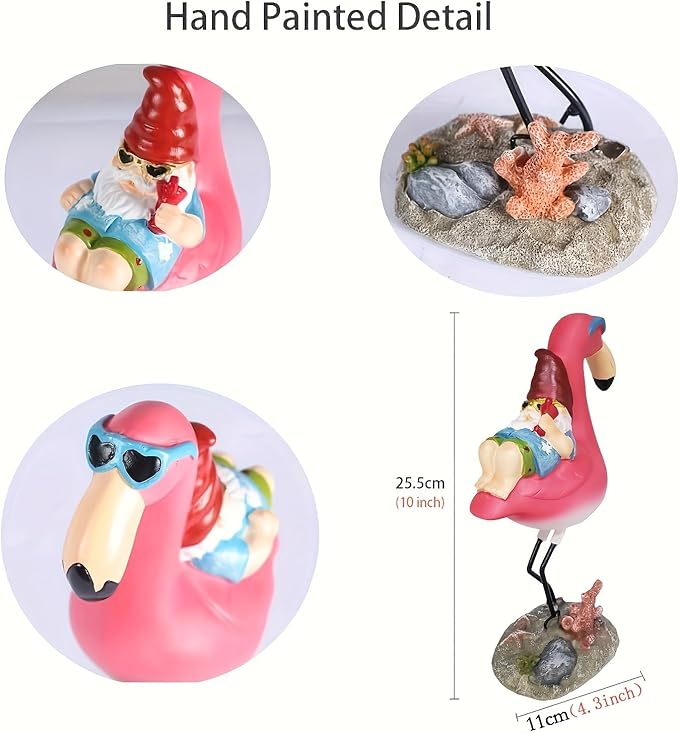 Gnome Garden Statue Funny Gnome Reclining on Flamingo Dwarf Figurines Resin Garden Gnomes Fall Decorations Outdoor for Patio Yard Lawn Porch Housewarming Ornament Gift-Ruum Studio Home