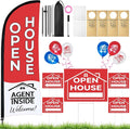 44 Pcs Open House Signs for Real Estate Agent Supplies, Double Sided Open House Flag with Poles Kit, 7.6 x 5.4 Ft Red Opening Sign Banner Set, 5 Pack Yard Signs with Metal Stakes 30 Balloons-Ruum Studio Home