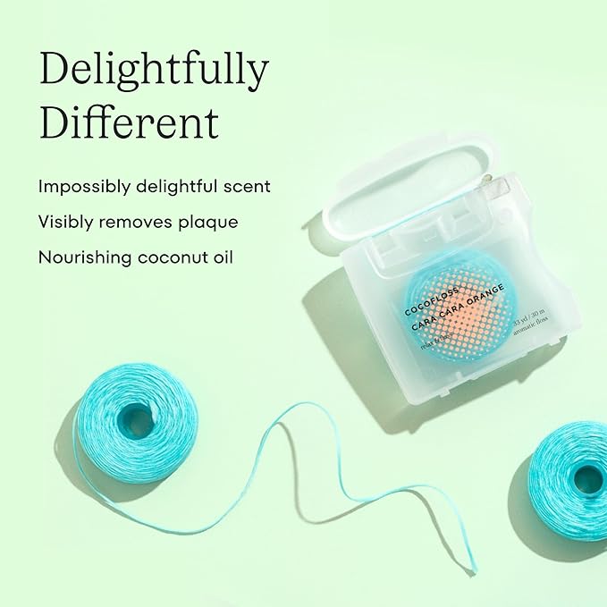Cocolab Woven Dental Floss, Dentist-Designed Oral Care, Coconut Scent, Waxed, Expanding, Vegan, Kid-Friendly String Floss with Coconut Oil, 1 Spool (33 yd)-Ruum Studio Home