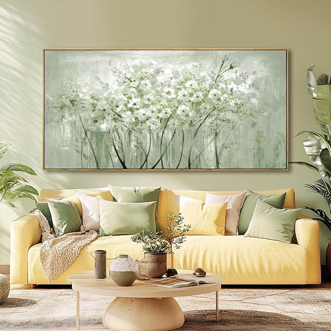 Framed Floral Wall Art Green botanical Canvas 24"x48" Artwork plant print Nature Wall Decor for Home Living Room Bedroom Kitchen Office-Ruum Studio Home