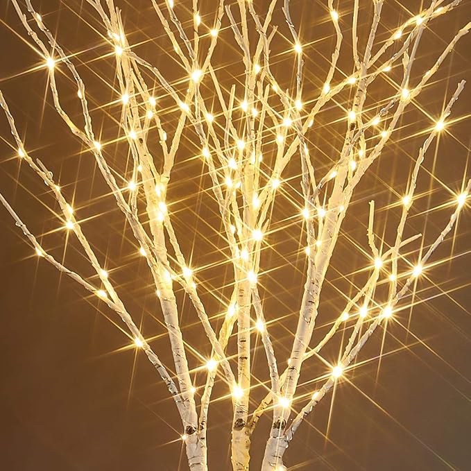 Fudios Lighted Branches 150 LED Fairy Lights with Timer 32in Plug in, Electric Lit White Birch Twigs for Vase Christmas Inside Outside Decor 1 Set-Ruum Studio Home