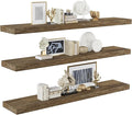 BAMEOS Floating Shelves, Wall Mounted Wooden Shelves with Invisible Brackets Set of 3, Hanging Wall Shelves Decoration for Bedroom, Bathroom, Living Room and Kitchen-Ruum Studio Home