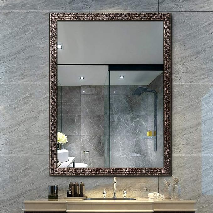 Bathroom Wall Mirror, Decorate Bathroom Mirrors for Wall, Rectangle Modern Bathroom Wall Mounted Mirror Vertical or Horizontal Hanging for Living Room (Black 24“ X 40")-Ruum Studio Home