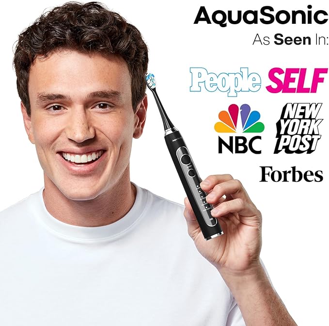Aquasonic Duo Series PRO – Ultra-Whitening Electric Toothbrush Set – 5 Modes & Smart Timers – Premium Travel Cases & 10 Proflex Brush Heads – ADA Accepted Toothbrushes-Ruum Studio Home