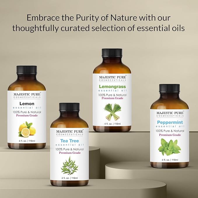 Majestic Pure Eucalyptus Essential Oil with Glass Dropper - Huge 4 Fl Oz - 100% Pure and Natural Eucalyptus Oil - Premium Grade Essential Oils for Diffuser, Aromatherapy, Soap and Candle Making-Ruum Studio Home