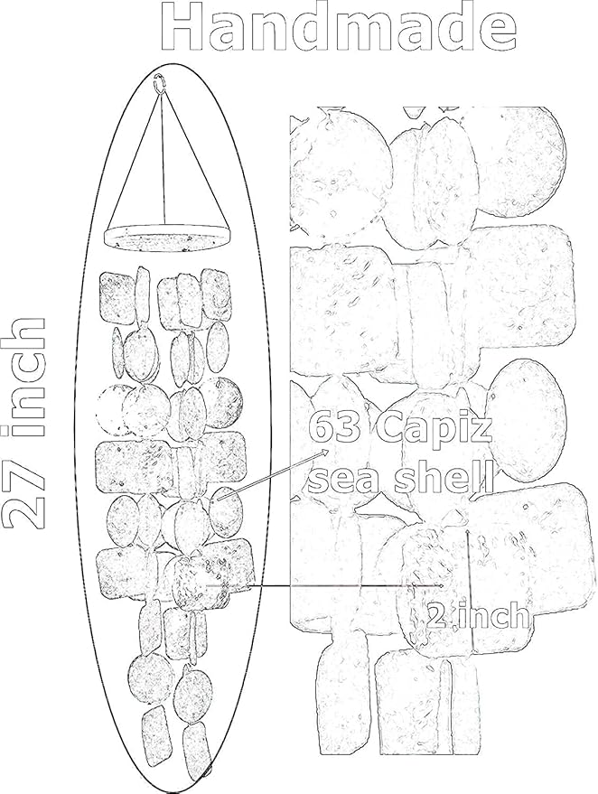 Bellaa 24889 Wind Chimes Outdoor, Garden Decorations, Musical, Indoor/Outside Windchimes, Beach, Ocean Breeze, Gifts for Mom, Gift for All Occasions, Capiz Sea Glass Shells Wood Yellow Blue-Ruum Studio Home