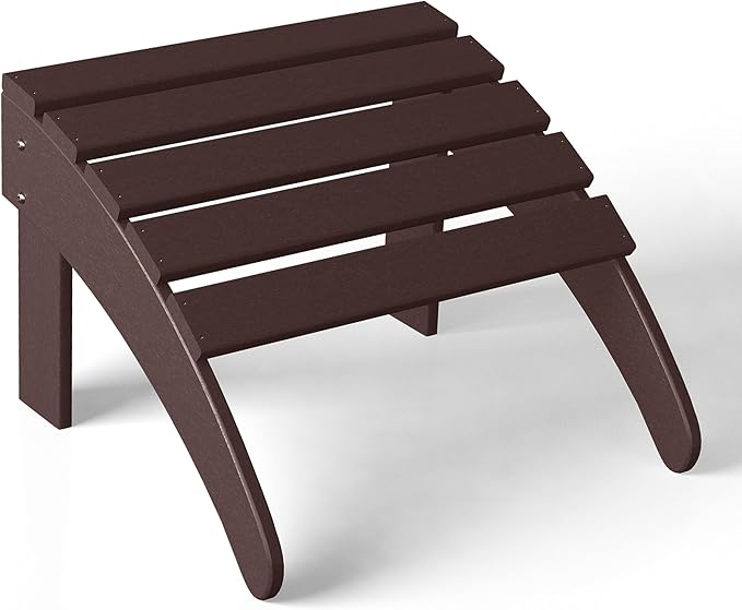 WestinTrends Outdoor Ottoman, Patio Adirondack Ottoman Foot Rest, All Weather Poly Lumber Folding Foot Stool for Adirondack Chair, Widely Used for Outside Porch Pool Lawn Backyard, Dark Brown-Ruum Studio Home