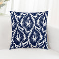 HWY 50 Navy Blue Decorative Throw Pillow Covers 18x18 Inch (1 Piece), Embroidered Cotton Farmhouse Cushion Cover Pillow Case for Sofa Couch Living Room Bed Bedroon, Floral Branches-Ruum Studio Home
