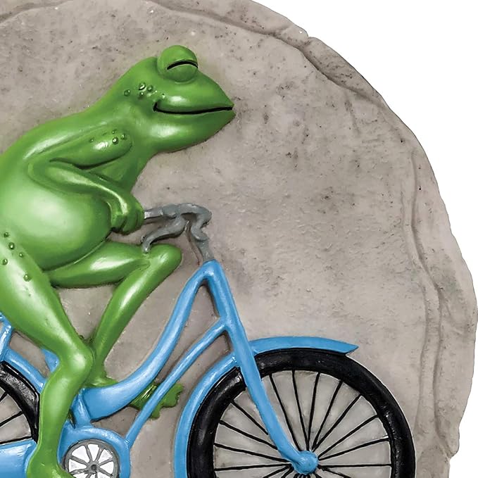 Spoontiques - Garden Décor - Frog on Bicycle Stepping Stone - Decorative Stone for Garden-Ruum Studio Home