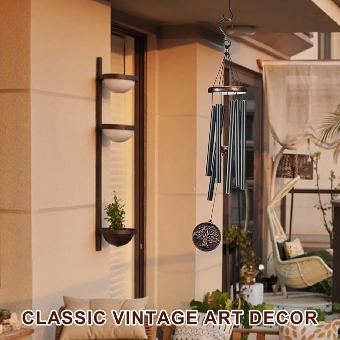 Wind Chimes for Outside, Tree of Life Deep Tone Vintage Wind Chime Outdoor Clearance, Sympathy/Memorial/Festivals/Birthday Gift for Mom Dad Grandma, Home Garden Decor (34" Tree of Life)-Ruum Studio Home