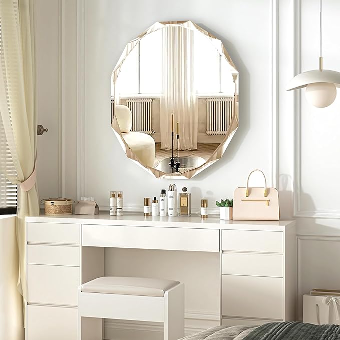 Bathroom Mirrors for Over Sink, Round Frameless Mirrors for Wall, 24x30 Inch Beveled Bathroom Mirror, Bathroom Vanity Circle Mirror for Bedroom Living Room Entryway Home Decor-Ruum Studio Home