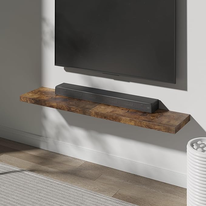 Floating Shelf, Set of 2 Wall Shelf, 30 in W x 12.75 in D x 2 in H Wooden Floating Wall Shelf with Invisible Brackets for Living Room/Bedroom/Bathroom/Kitchen Storage and Decor, Rustic Brown-Ruum Studio Home