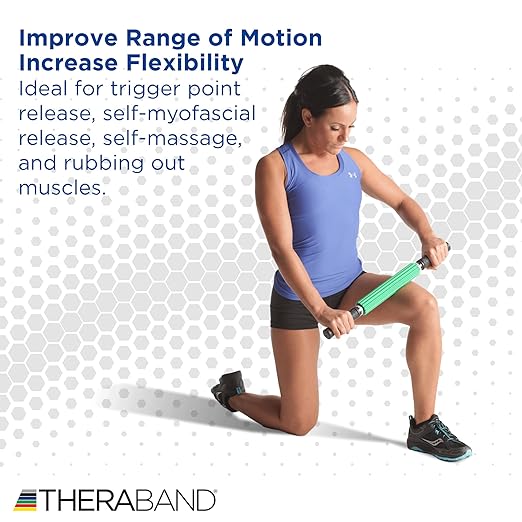 THERABAND Roller Massager +, Portable Muscle Rolling Stick with Retractable Handles for Self-Myofascial Release, Deep Tissue & Trigger Point Massage, Gifts for Runners, Athletes, Crossfit-Ruum Studio Home