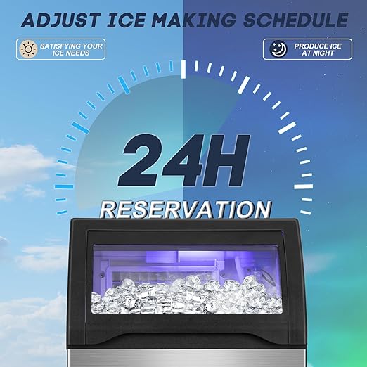 Commercial Ice Maker Machine 150LBS/24H with 50LBS Storage Bin, Stainless Steel Undercounter/Freestanding Ice Maker Machine for Home Bar Outdoor, 55PCS Ice Cubes Ice Machine, Self Cleaning-Ruum Studio Home