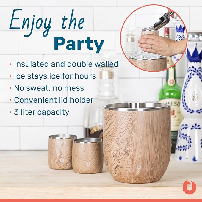 SNOWFOX Plus, Premium Vacuum Insulated Stainless Steel Ice Bucket with Lid/Scoop, Home Bar Accessories, Elegant Bartending Ice Buckets for Parties, Beautiful Outdoor Entertaining Supplies, 3L-Ruum Studio Home