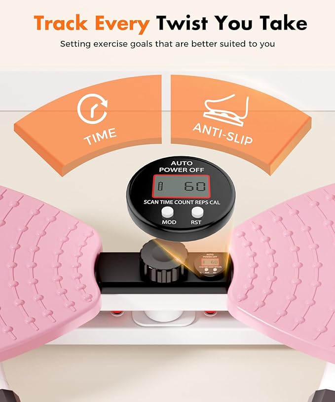 Waist Twisting Machine Fitness Tool, Ab Twister Board with the Smart LED Digital Monitor, 300LBS Capacity & 20dB Ultra-Quiet, Anti-Slip Home Gym Workout Equipment for Women Belly Fat-Ruum Studio Home
