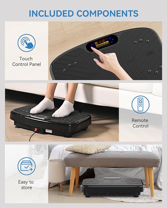Vibration Plate Exercise Machine, Vibration Plate Platform for Lymphatic Drainage, 200 Adjustable Speeds Power Shaping Vibrating Plate Helps Weight Loss, Shaping, Max Weight 450 Lbs-Ruum Studio Home