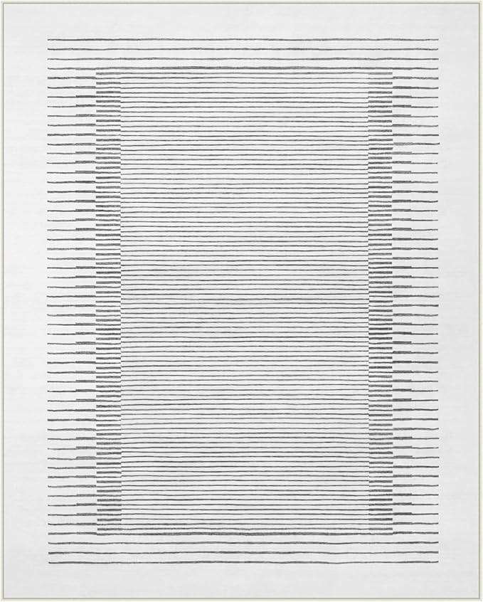 Wonnitar Washable Striped 8x10 Rugs for Living Room, Non-Slip Soft Grey Berber Stripe Bedroom Rug, Low Pile Minimalist Floor Carpet for Dining Room Living Room Office Department (Grey, 8' x 10')-Ruum Studio Home