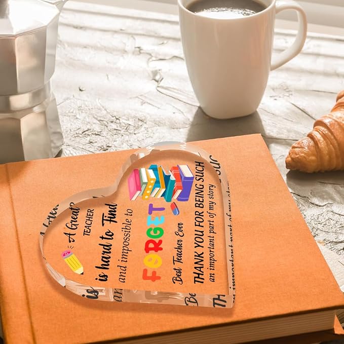 Teachers Day Graduation Season Opening Season Gifts Teacher Gifts Teacher Appreciation Gifts Best Teacher Gifts for Women Acrylic Heart for Her Coworker Friend Principal Educator Birthday Christmas-Ruum Studio Home