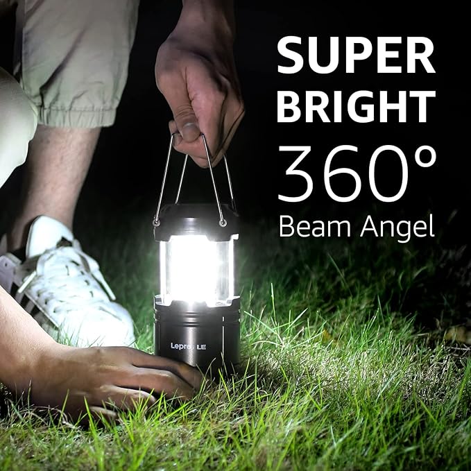 Lepro LED Camping Lanterns Battery Powered, Collapsible, IPX4 Water Resistant, Outdoor Portable Lights for Emergency, Hurricane, Storms and Outages-Ruum Studio Home