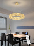 Dia 24" Modern Crystal Chandelier Gold Ring Chandelier Adjustable Height Luxury Crystal Pendant Ceiling Light Fixture for Dining Living Room Bedroom-Ruum Studio Home