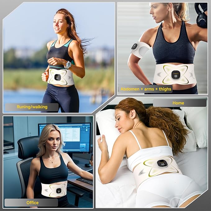 Abs Stimulator Abdominal, ab Belt Muscle Stimulator with Heat for Belly Fat Loss, Stomach Cellulite Melting, Postpartum Care Smooth & Firming, Lower Back Massager for Pain Relief Women Men Gifts-Ruum Studio Home
