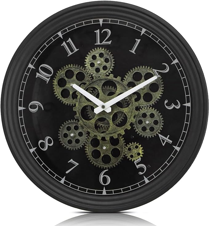 CLXEAST 15 Inch Real Moving Gear Wall Clock, Vintage Industrial Steampunk Metal Wall Clocks for Living Room Decor,Kitchen, Home Office,House Warming Gifts New Home-Ruum Studio Home