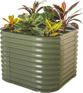Vego garden 32" Extra Tall Raised Garden Bed Kits,4 in 1 Modular Raised Planter Box for Vegetables Flowers Fruits Oval Metal Raised Garden-Olive Green-Ruum Studio Home
