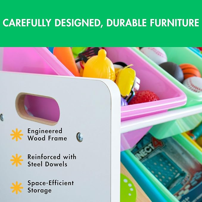 Humble Crew Kids' Toy Storage Organizer, White/Pastel (WO560P)-Ruum Studio Home