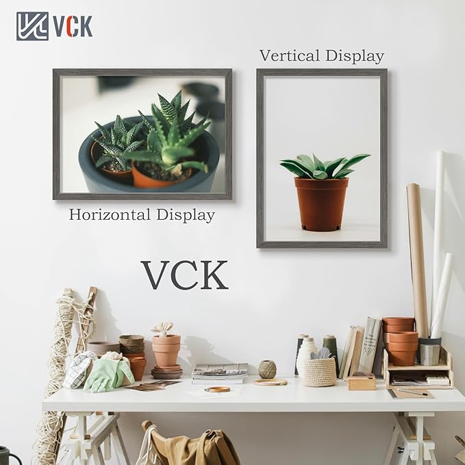 VCK 20x28 Picture Frame 3 Pack, Gray Solid Wood Poster Picture Frame, Exclusive Wood Grain, Wall Mounting Hanging-Ruum Studio Home